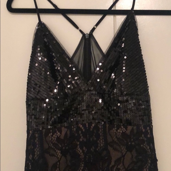 BCBGMaxAzria Dresses & Skirts - BCBG Elvira Black Sequin/Lace MIDI Cocktail Dress